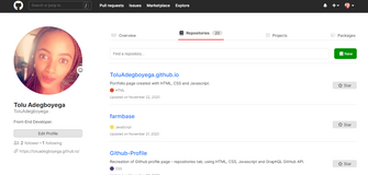 A screenshot of Github Profile page.